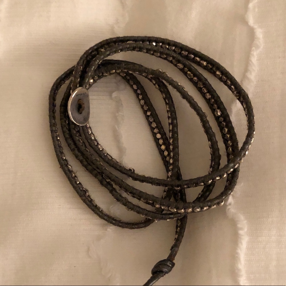 Chan Luu Gray-Green and Silver Wrap Bracelet